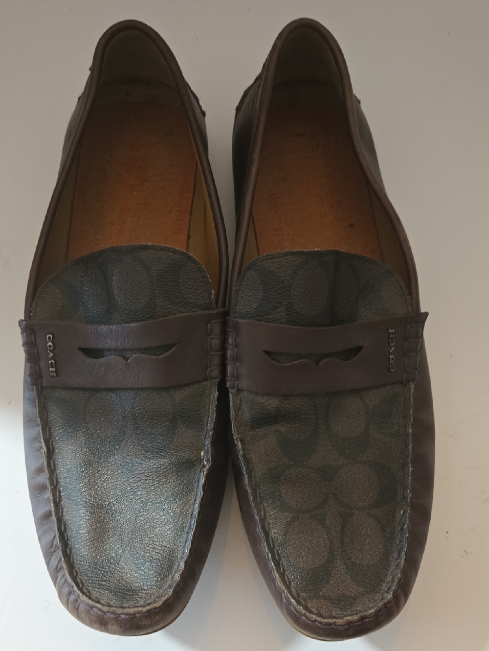 Coach Men's Dark Brown Logo Penny Loafers